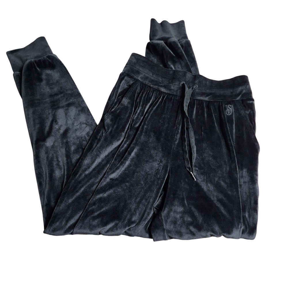 Victoria's Secret On Point Velour Joggers Black Stretch Y2K Track Pants Small
